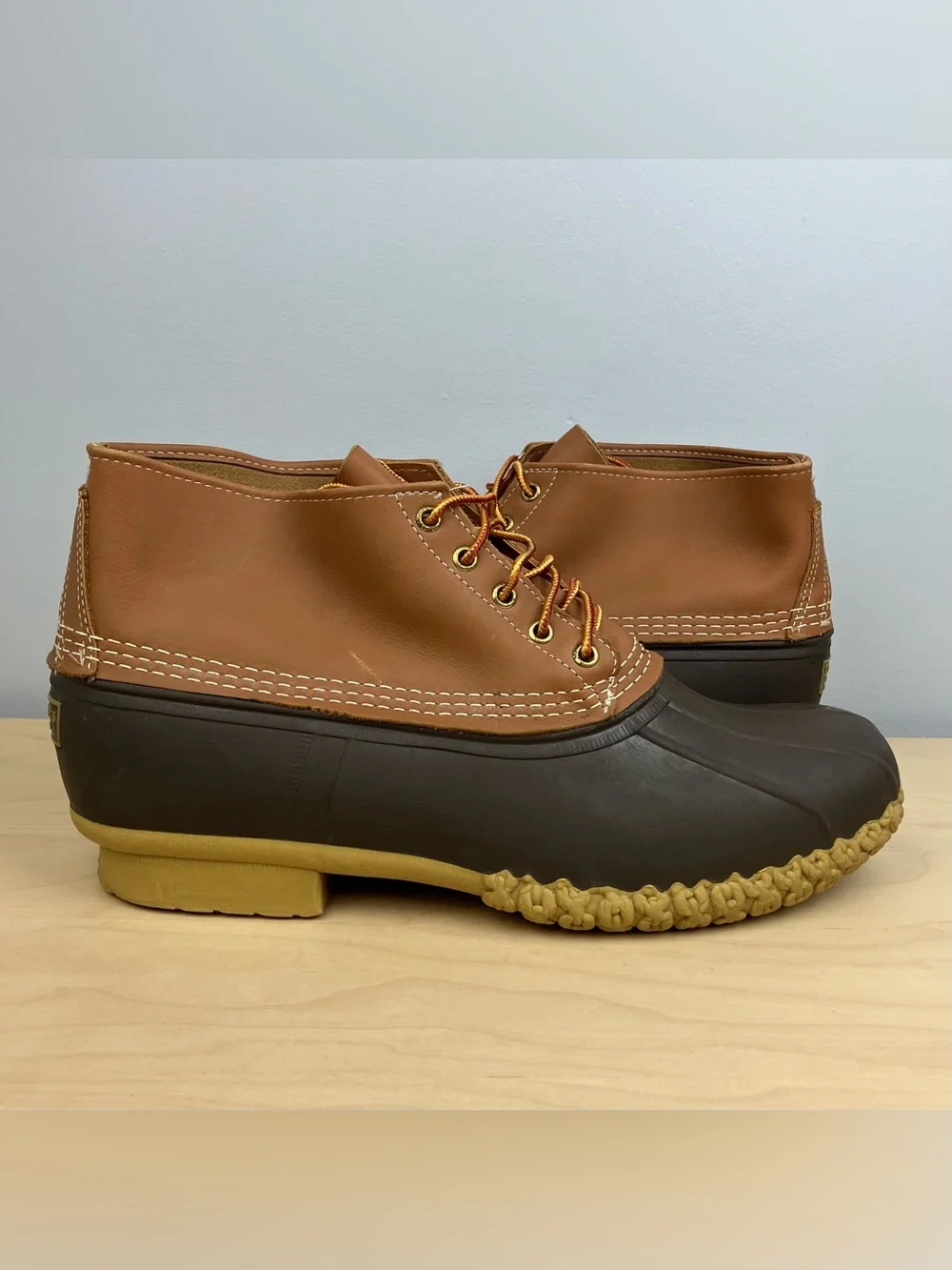 L.L. Bean Men’s Size 14.0 M Duck Boots Brown Leather Unlined Lace Up Classic